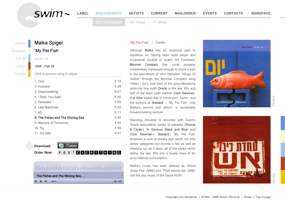Swim~ label Homepage comprehensive by Eric Scott (Day For Night)